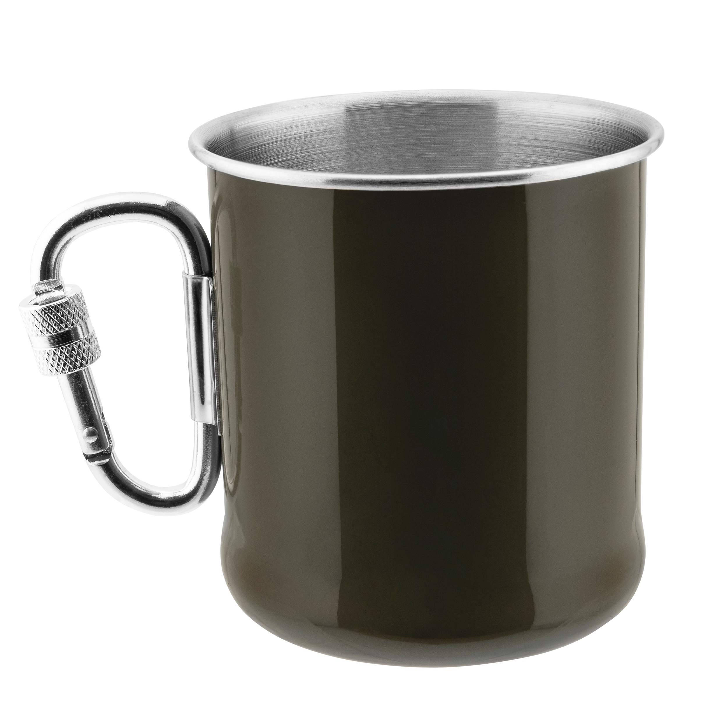 Mil-Tec steel mug with carabiner 250 ml - Olive