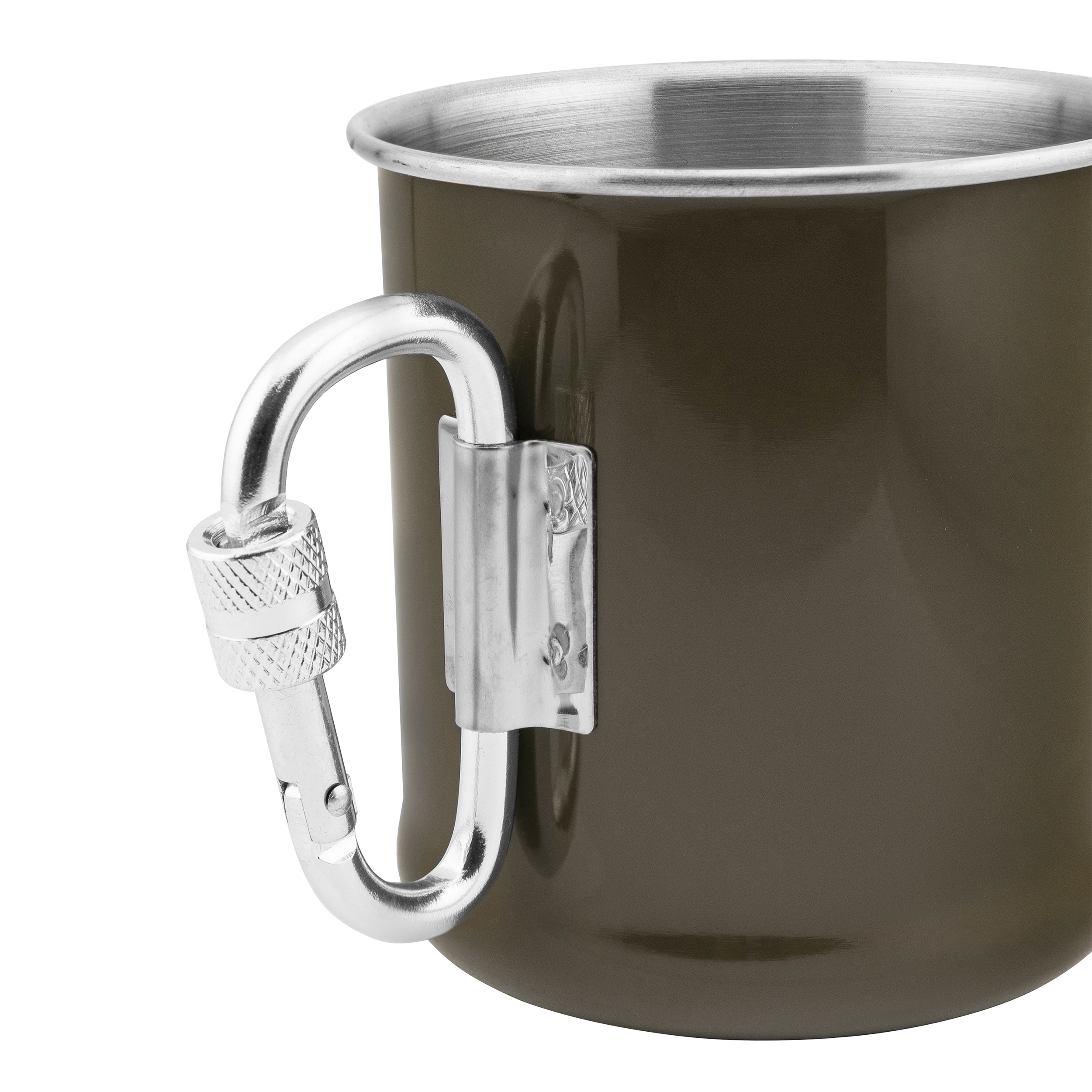 Mil-Tec steel mug with carabiner 250 ml - Olive