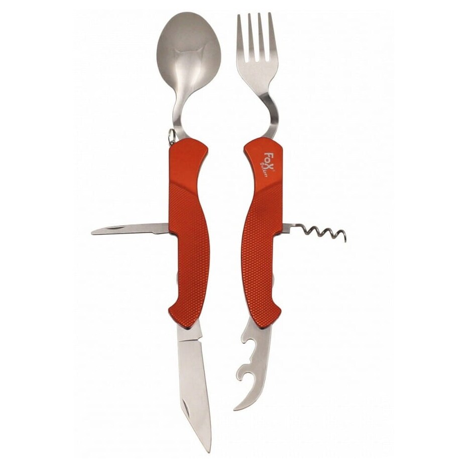 MFH Fox Outdoor 6 in 1 Utensil Set Red