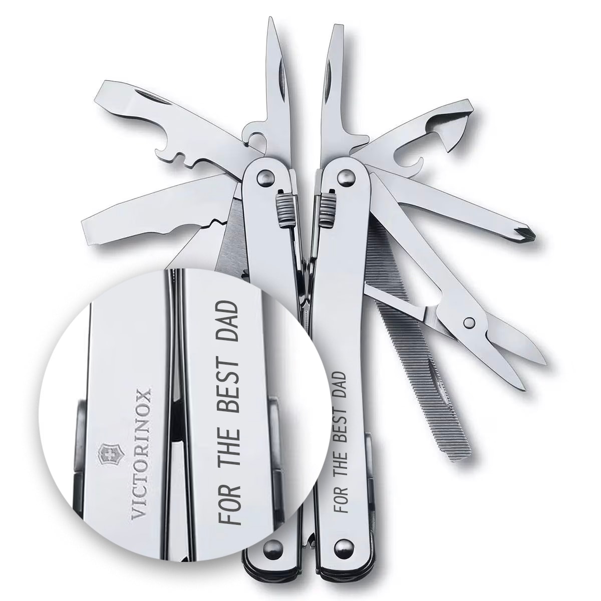 Victorinox SwissTool Spirit X Plus Ratchet multitool with leather pouch