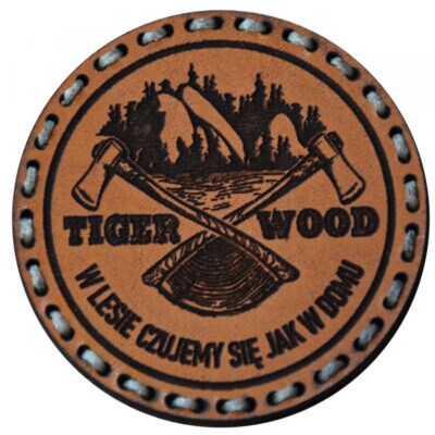 Tigerwood Two Axes Leather Patch - Light Brown