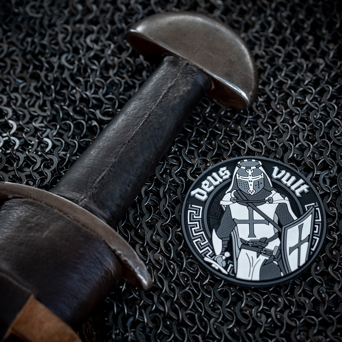 M-Tac Deus Vult PVC 3D Morale Patch - Black/White