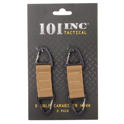 101 Inc. Strap With Two Carabiners Coyote - 2 pieces