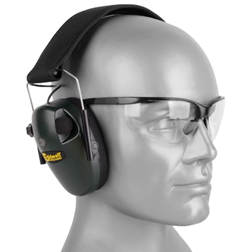 Caldwell E-Max Low Profile Active Hearing Protectors with glasses