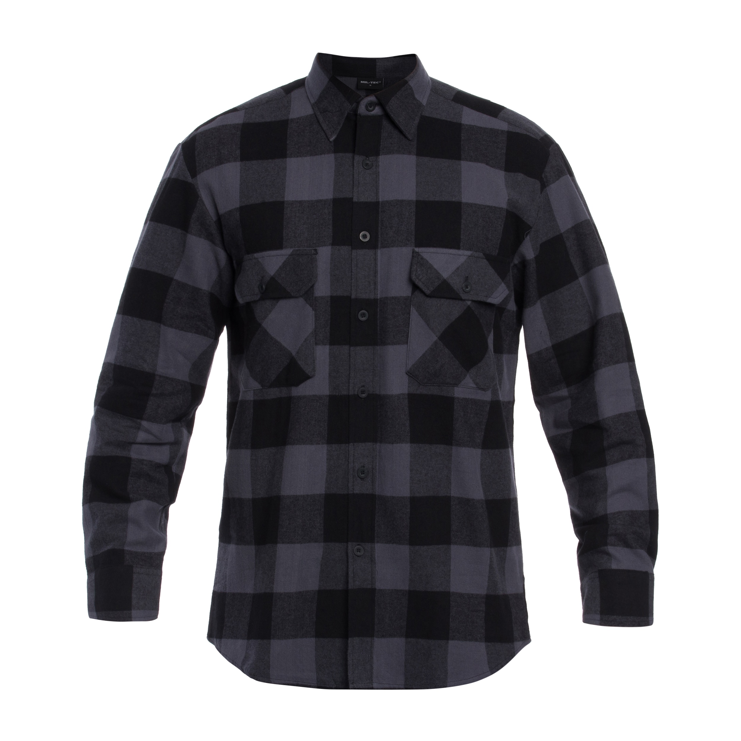 Mil-Tec Flannel Shirt Light Longsleeve - Black/Gray