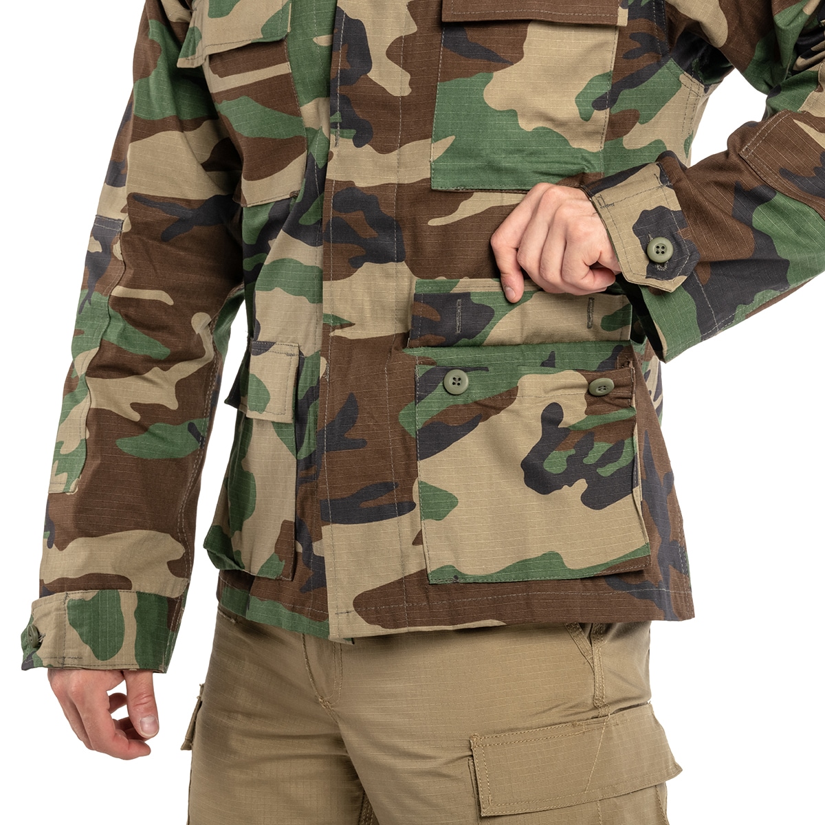 Military sweatshirt Mil-Tec Teesar BDU Rip-Stop - Woodland