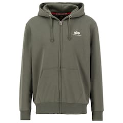 Alpha Industries Basic Zip Hoody Small Logo Jumper - Dark Olive
