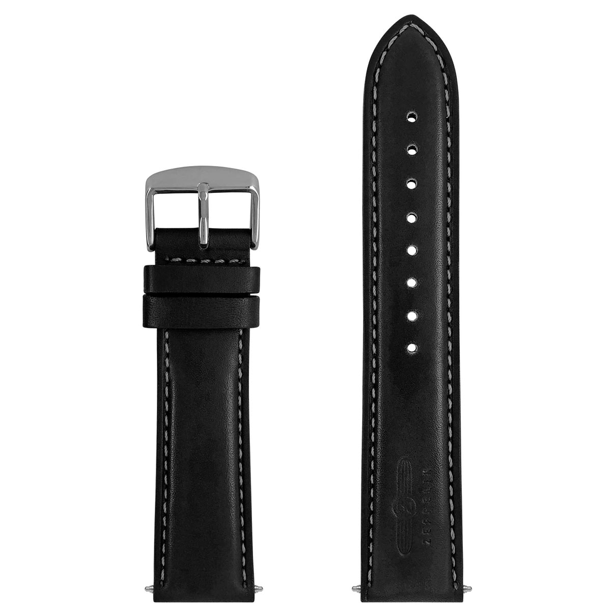 Zeppelin leather watch strap 22 mm - Black
