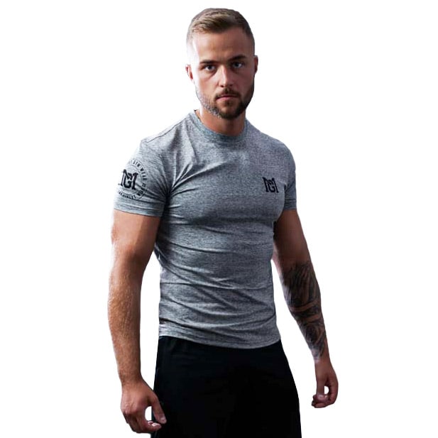 Military Gym Wear Action Men Tee Training T-shirt - Grey Melange