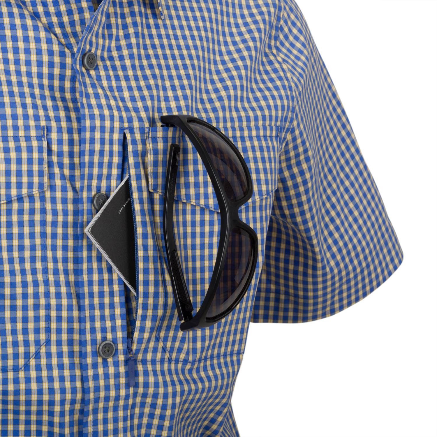 Helikon Covert Concealed Carry Short Sleeve Shirt - Royal Blue Checkered 