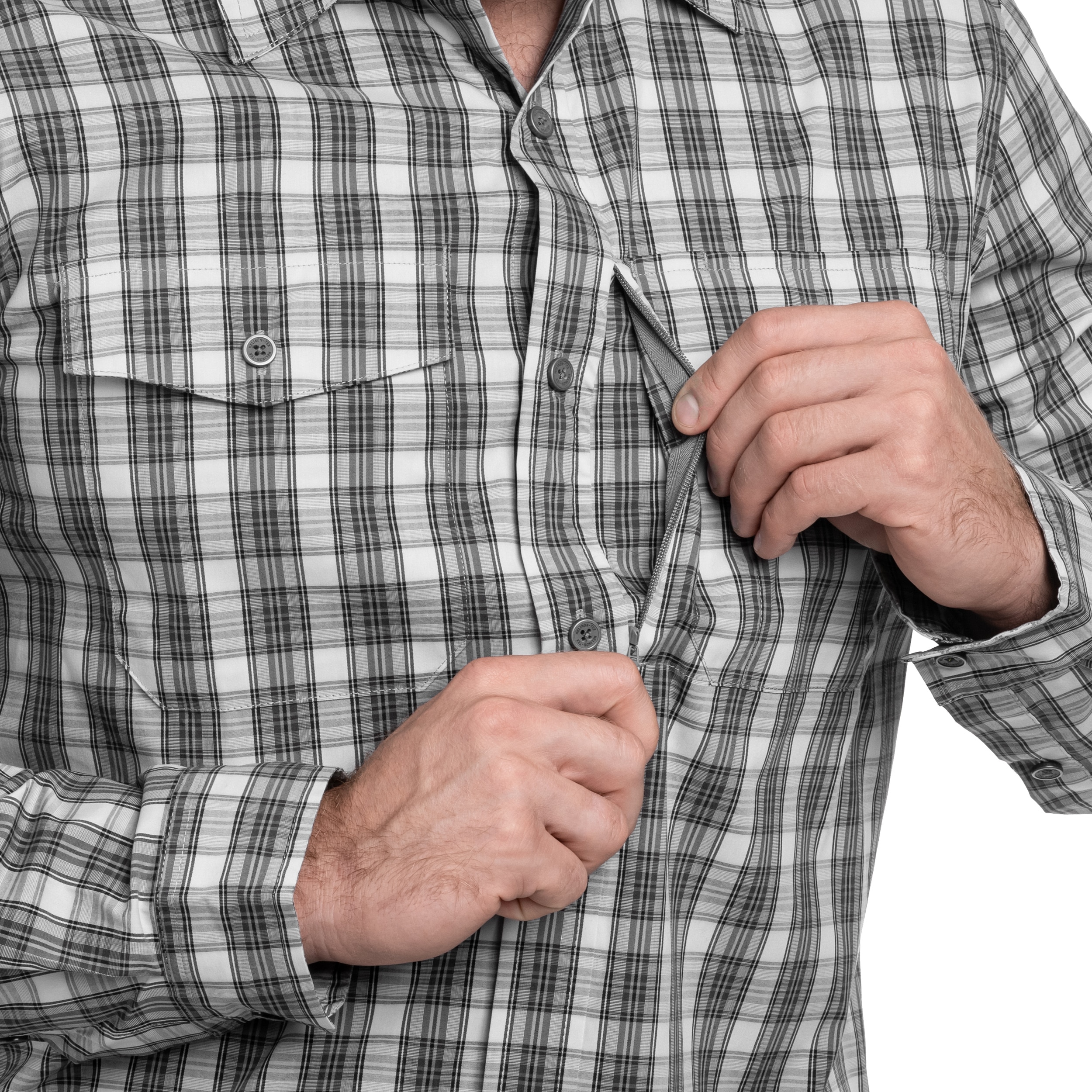 Helikon Covert Concealed Carry Shirt - Foggy Gray Plaid 