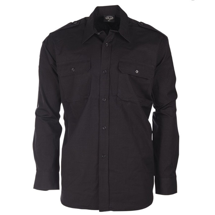 Mil-Tec Ripstop Tactical Shirt Long Sleeve - Black