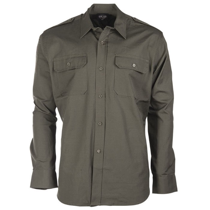 Mil-Tec Ripstop Tactical Shirt Long Sleeve - Olive