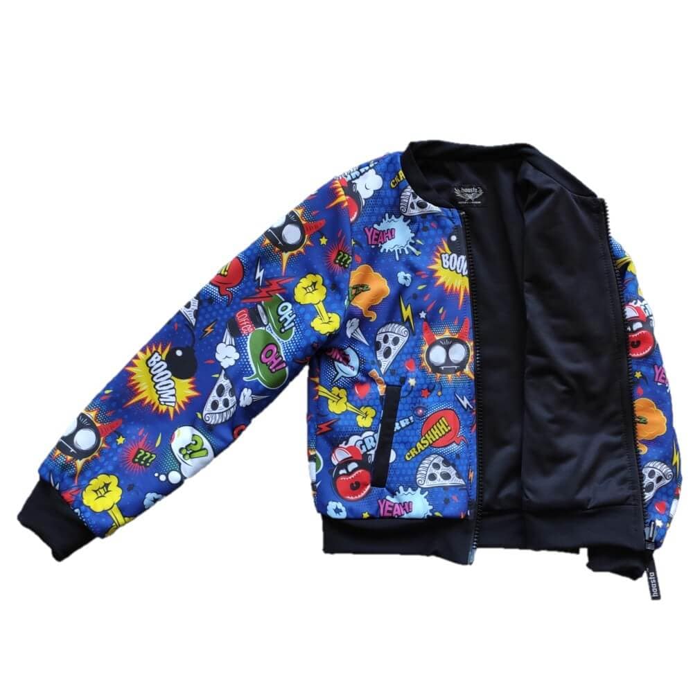 Haasta Reversible Kids Jacket - Comics/Black