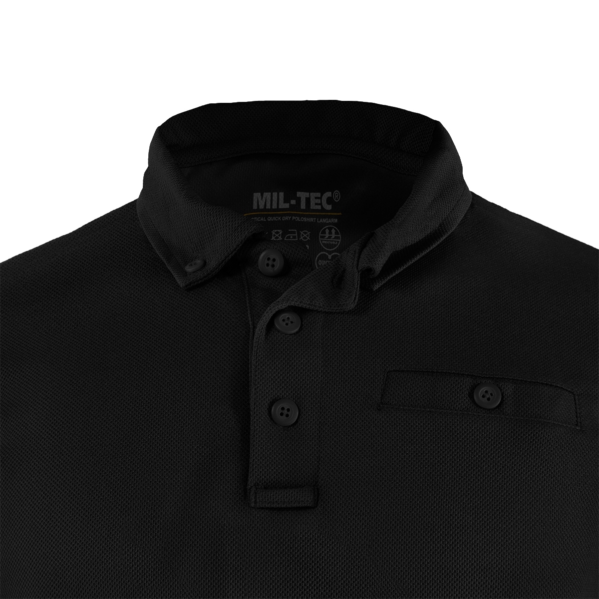 Mil-Tec Tactical Quickdry Long Sleeve Polo Shirt - Black