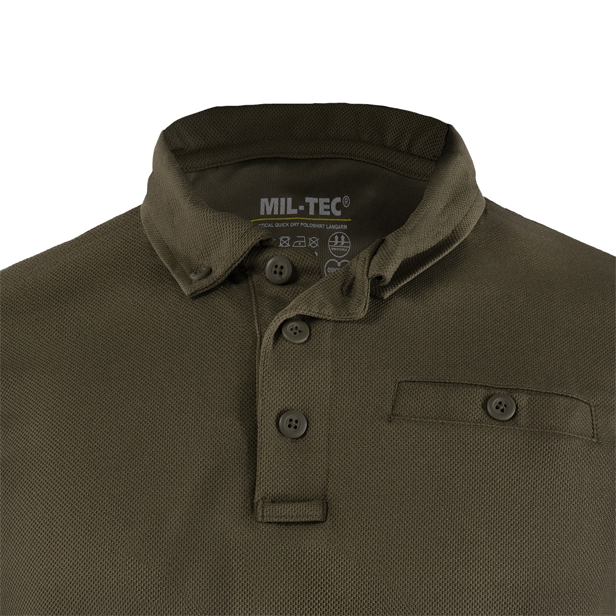 Mil-Tec Tactical Quickdry Long Sleeve Polo Shirt - Olive