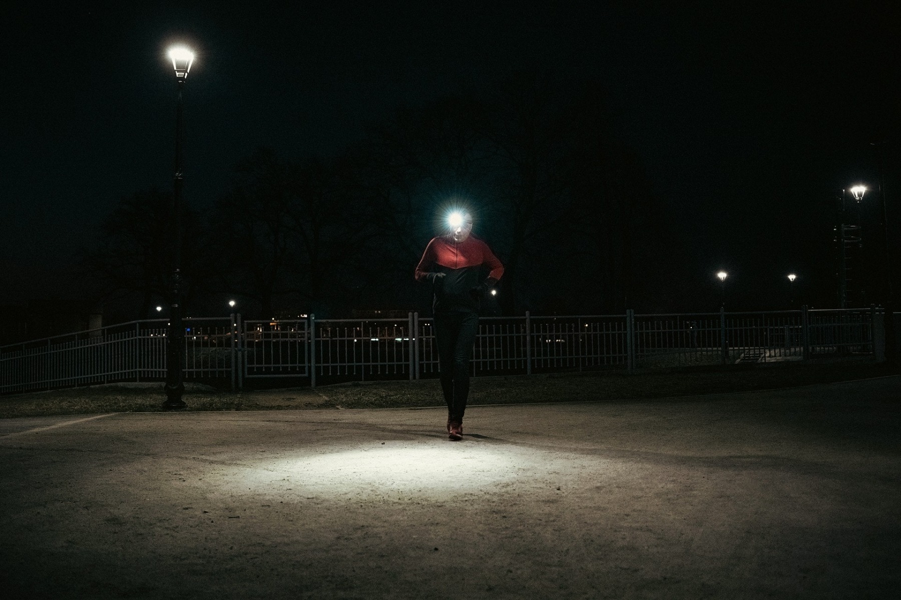 Jogging with a headlamp