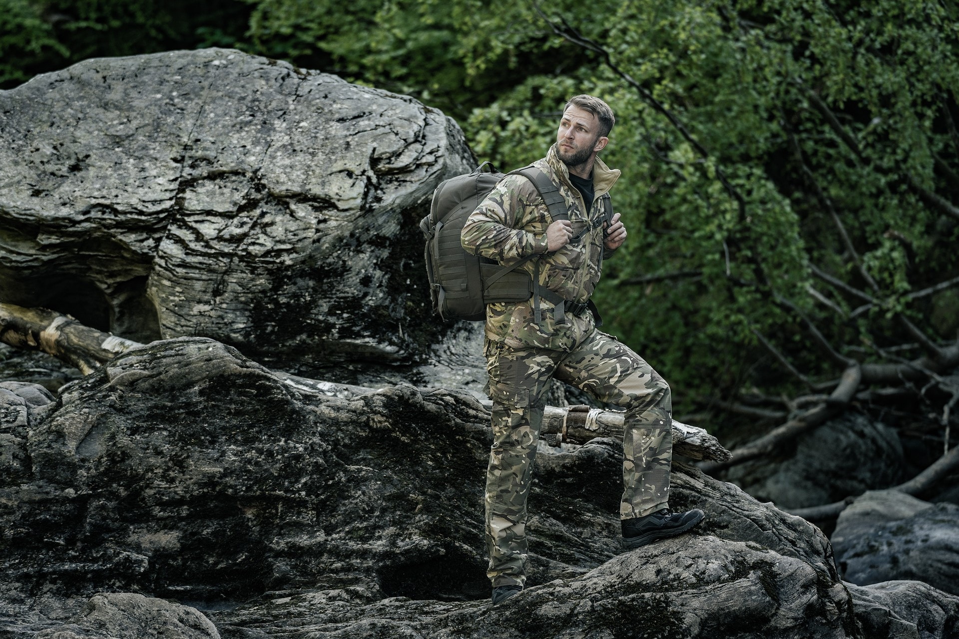 Highlander Forces Elite Rip-Stop Combat Trousers Housut - Arid MC Camo