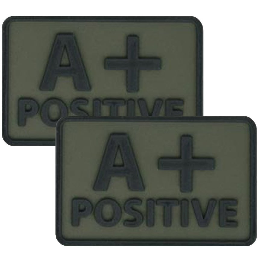 Helikon-Tex PVC-embleemi veriryhmä A/Rh+ - Olive Green - 2 kpl