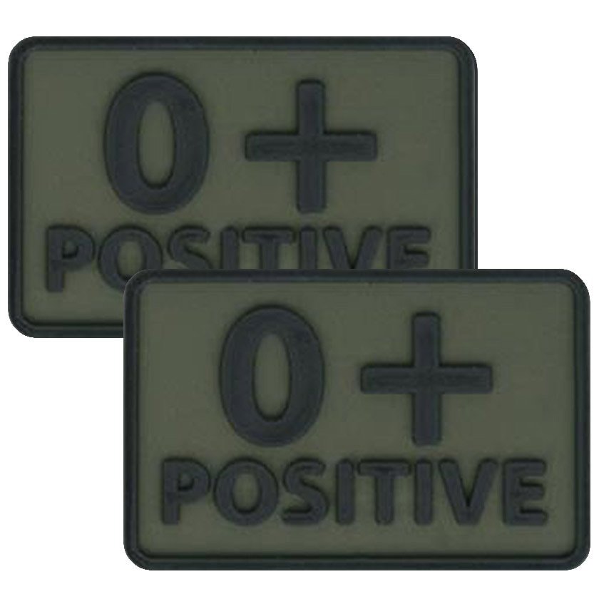 Helikon-Tex PVC-embleemi veriryhmä 0/Rh+ 2 kpl - Olive Green