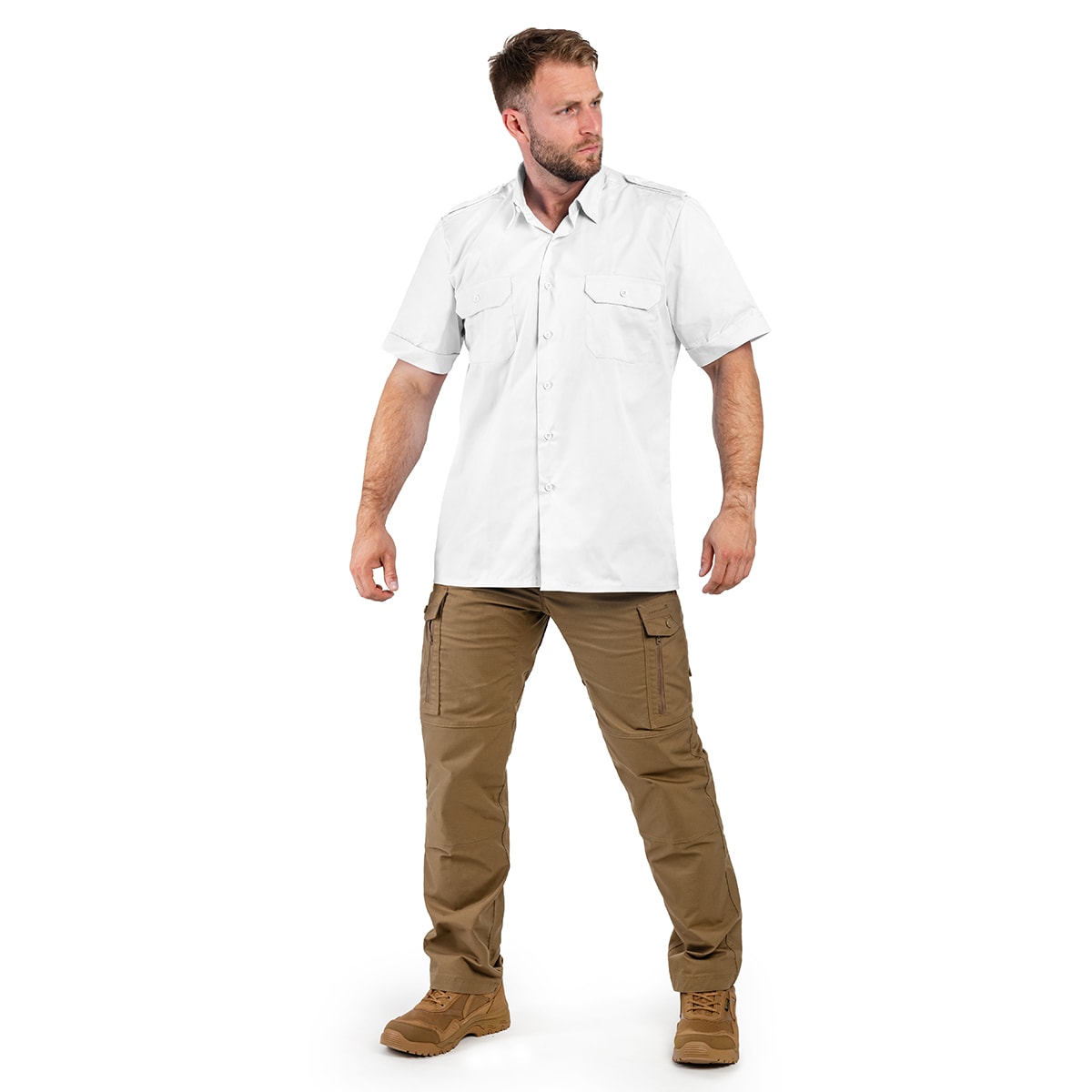 Mil-Tec Service Short Sleeve Shirt paita - White
