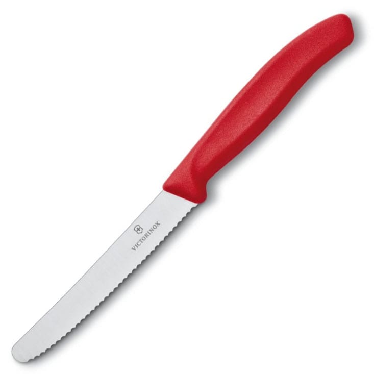 Victorinox Swiss Classic Keittiöveitsi - Aaltoteräinen Pyöristetyllä Kärjellä - Red