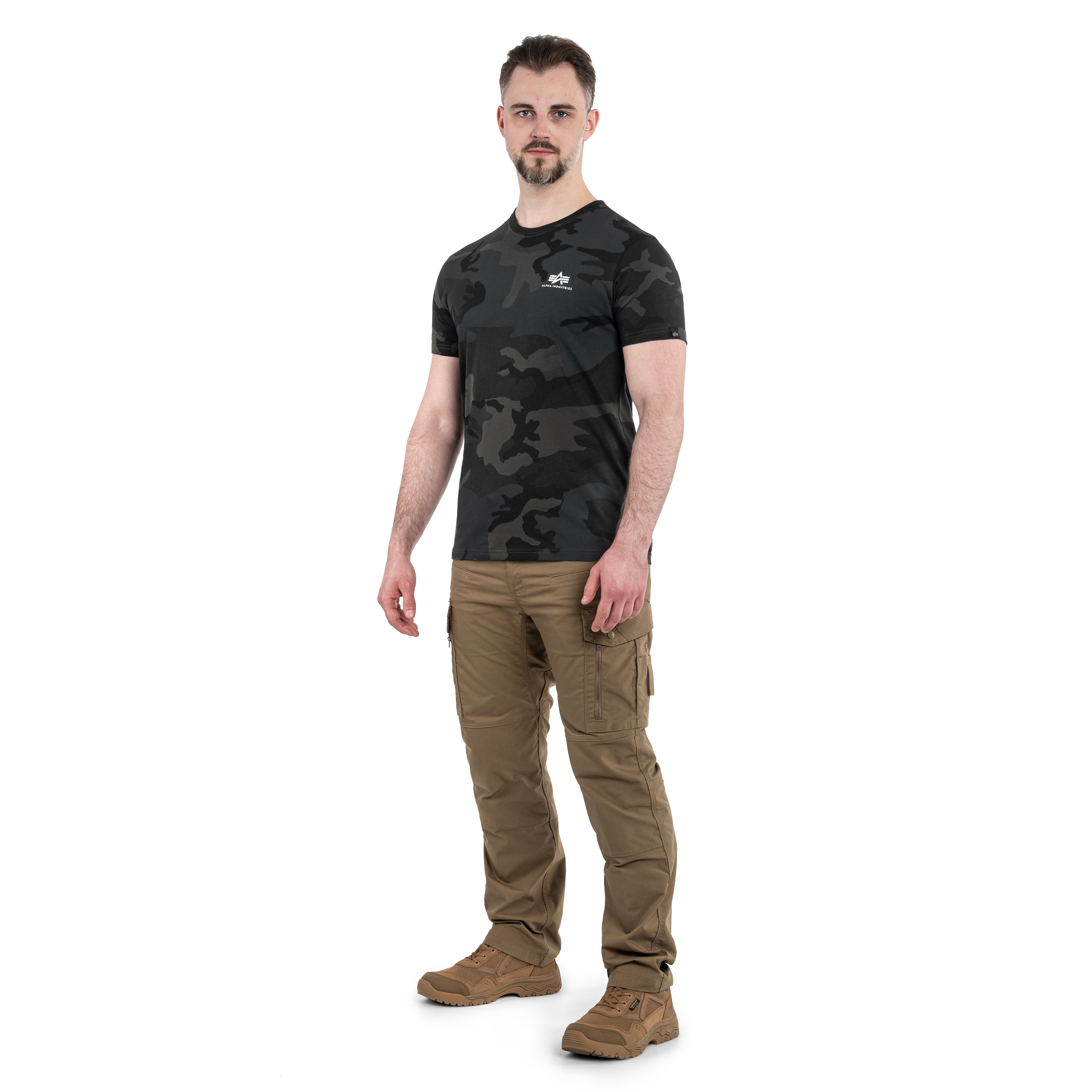 Alpha Industries Basic Small Logo T-paita - Black Camo