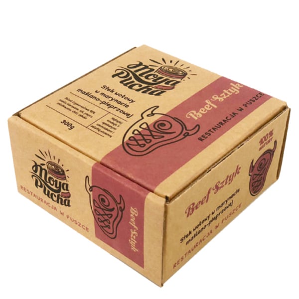 Moya Pucha Beef Sztyk Säilykeruoka - naudanpihvi voi-pippurimarinaadissa 300 g