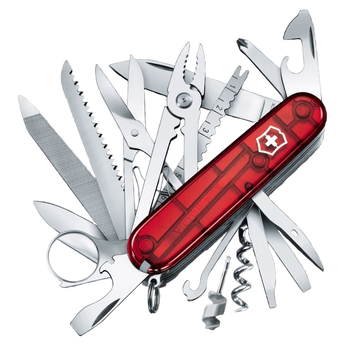 Victorinox Swiss Champ Monitoimityökalu - Transparent Red