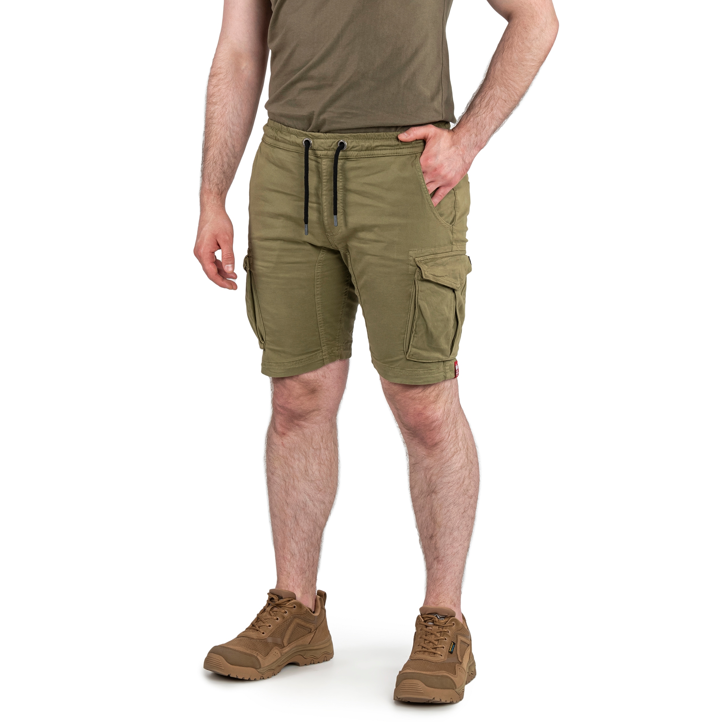Alpha Industries Cotton Twill Jogger Shorts - Olive