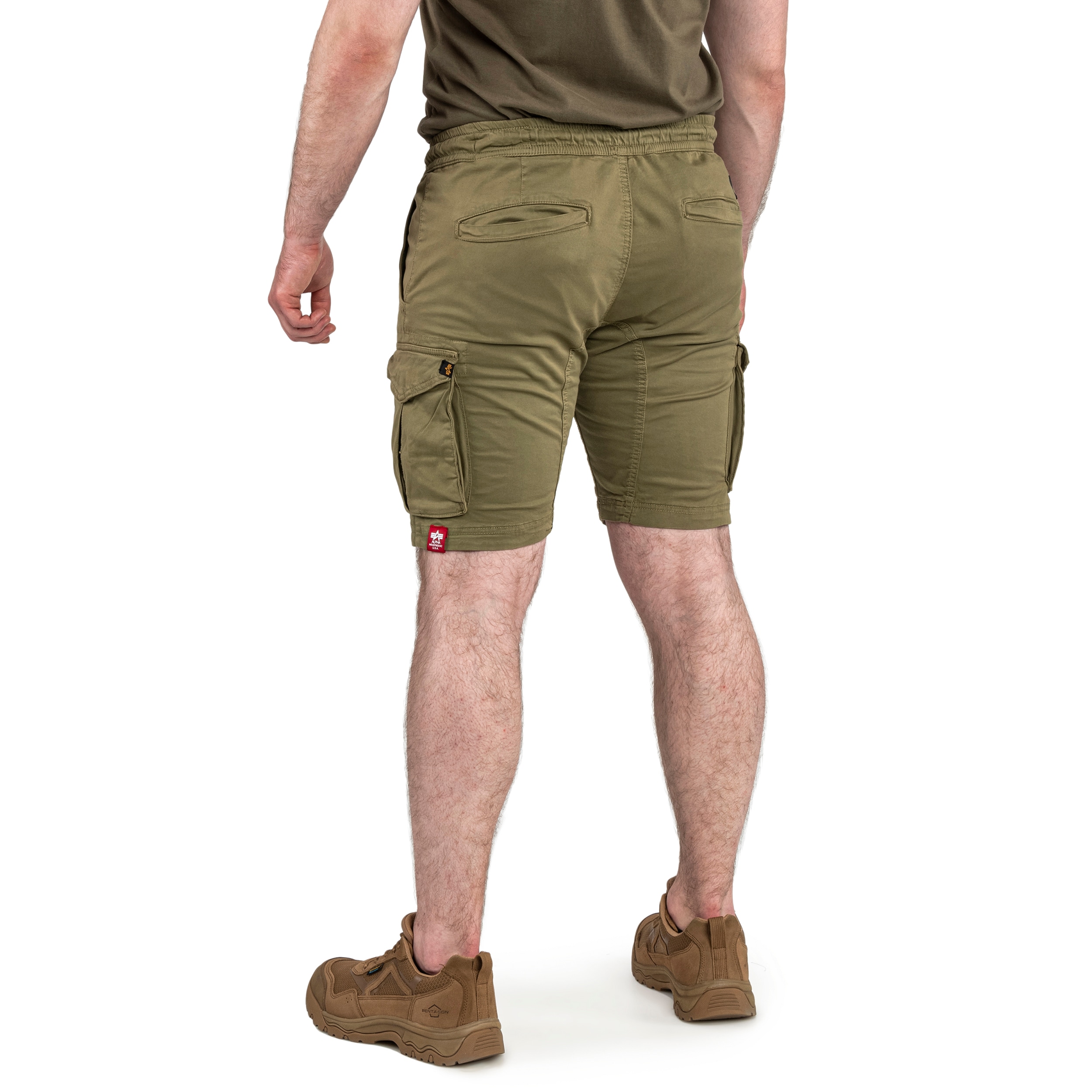Alpha Industries Cotton Twill Jogger Shorts - Olive