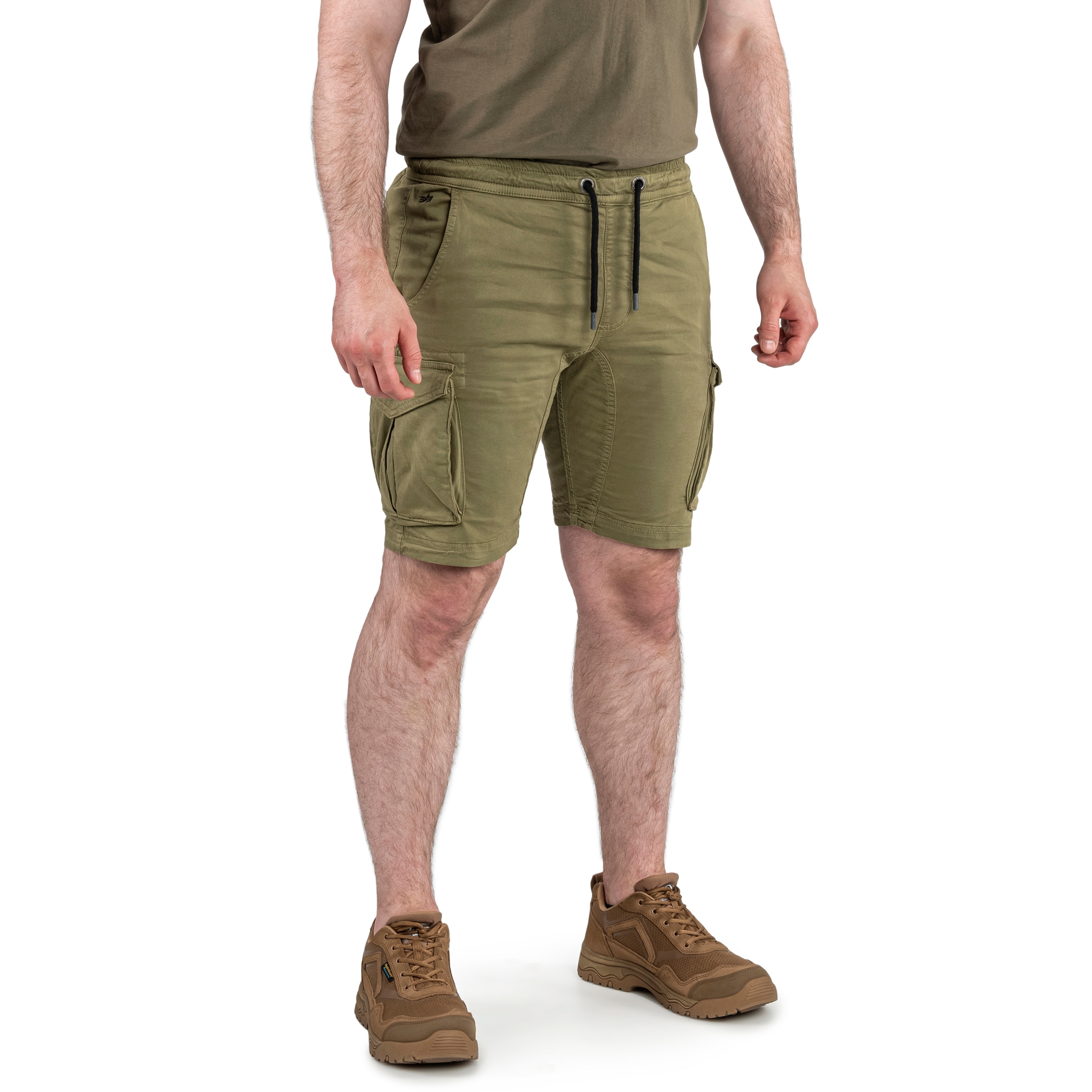 Alpha Industries Cotton Twill Jogger Shorts - Olive