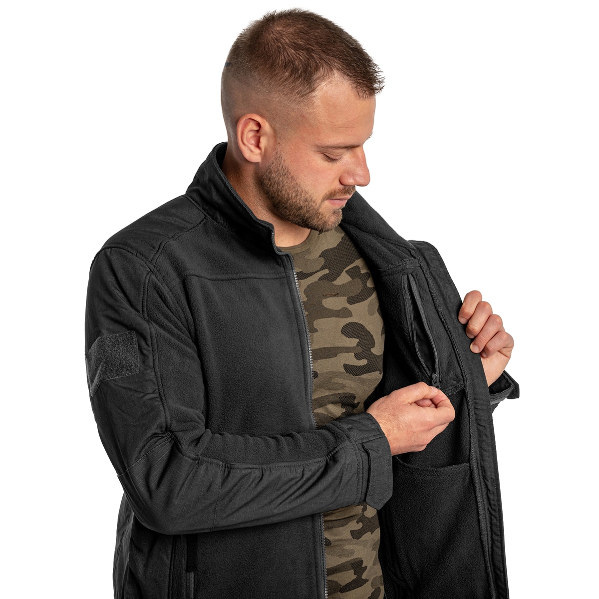 Brandit Fleecejacket Ripstop - Black Fleece-takki