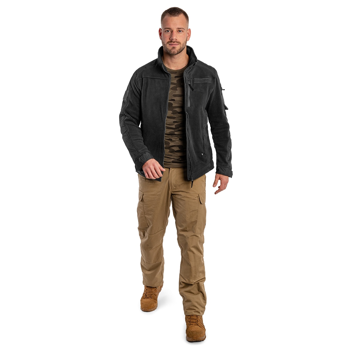Brandit Fleecejacket Ripstop - Black Fleece-takki