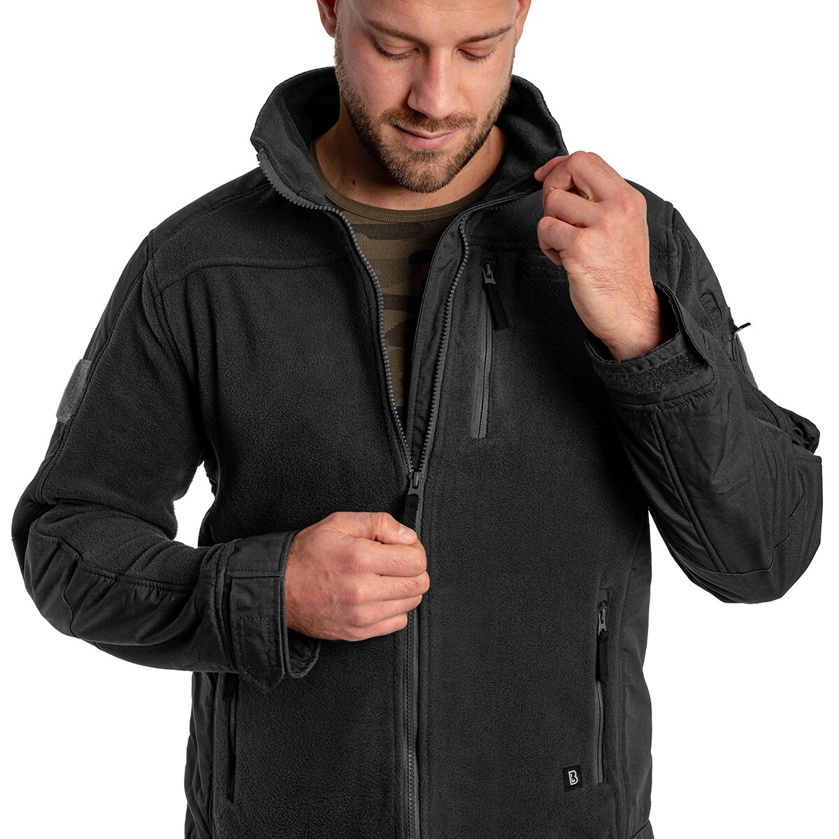 Brandit Fleecejacket Ripstop - Black Fleece-takki