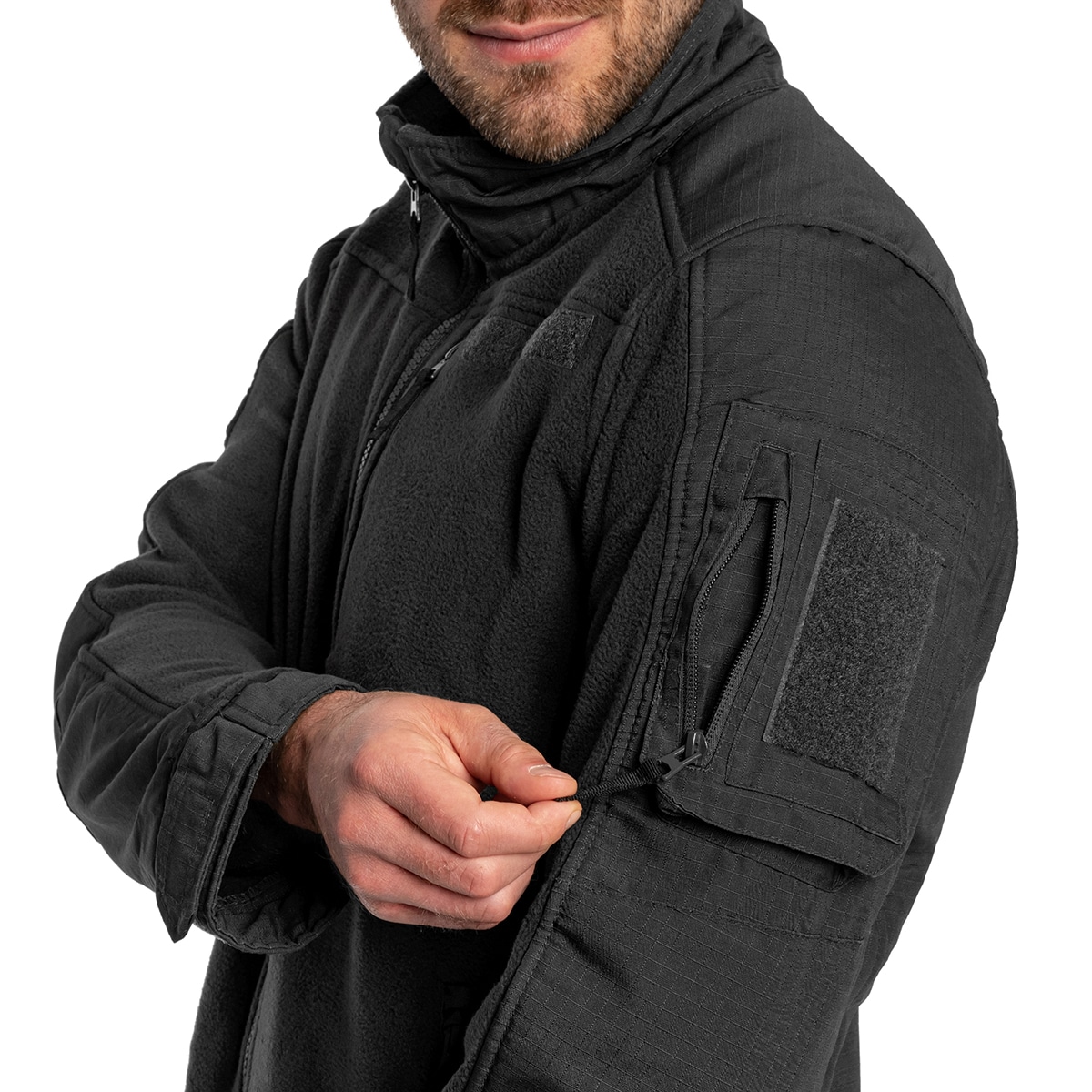 Brandit Fleecejacket Ripstop - Black Fleece-takki