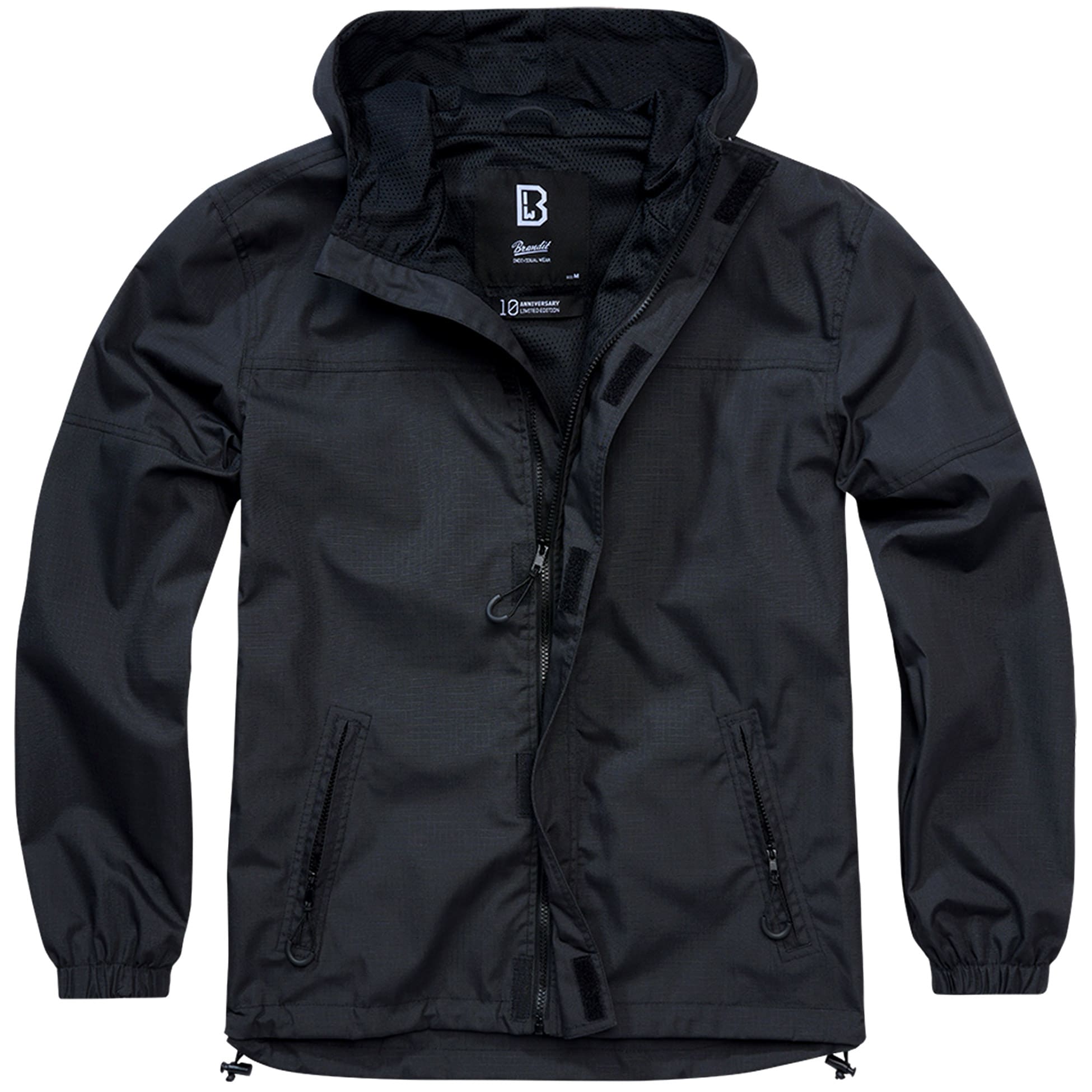 Brandit Summer Windbreaker Frontzip Ripstop Takki - Black