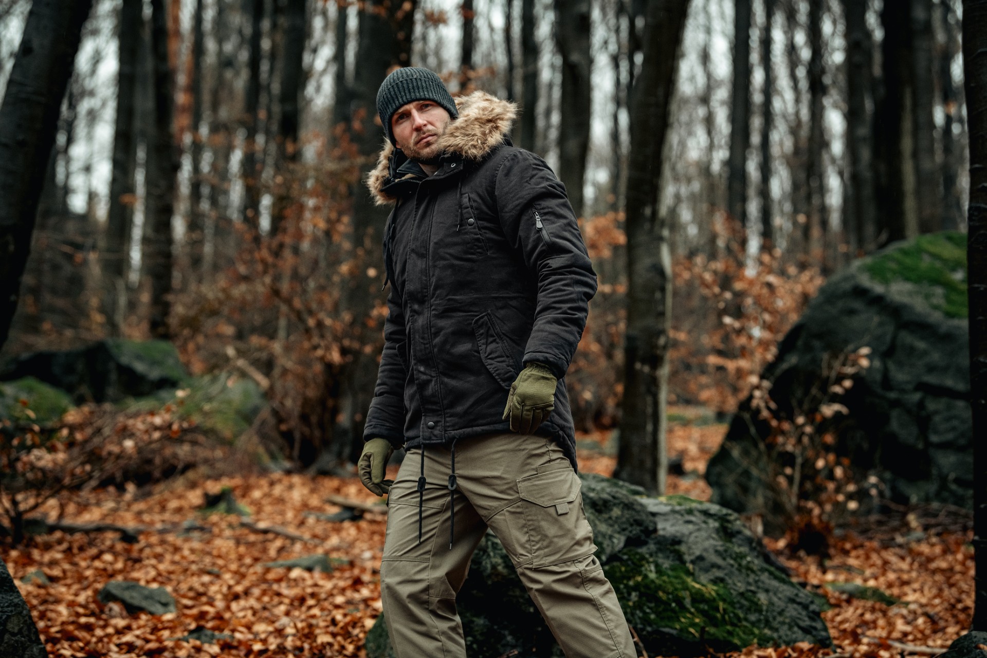 Military Wear Fish Tail Parka Takki - Black