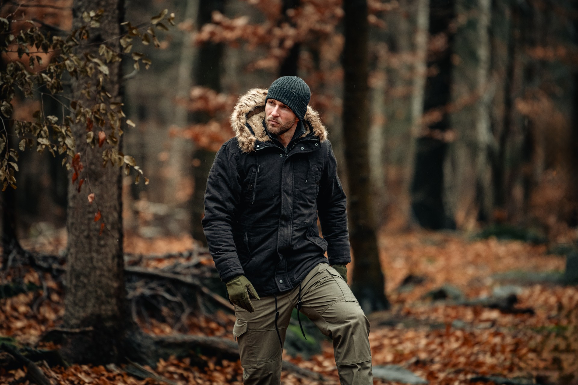 Military Wear Fish Tail Parka Takki - Black
