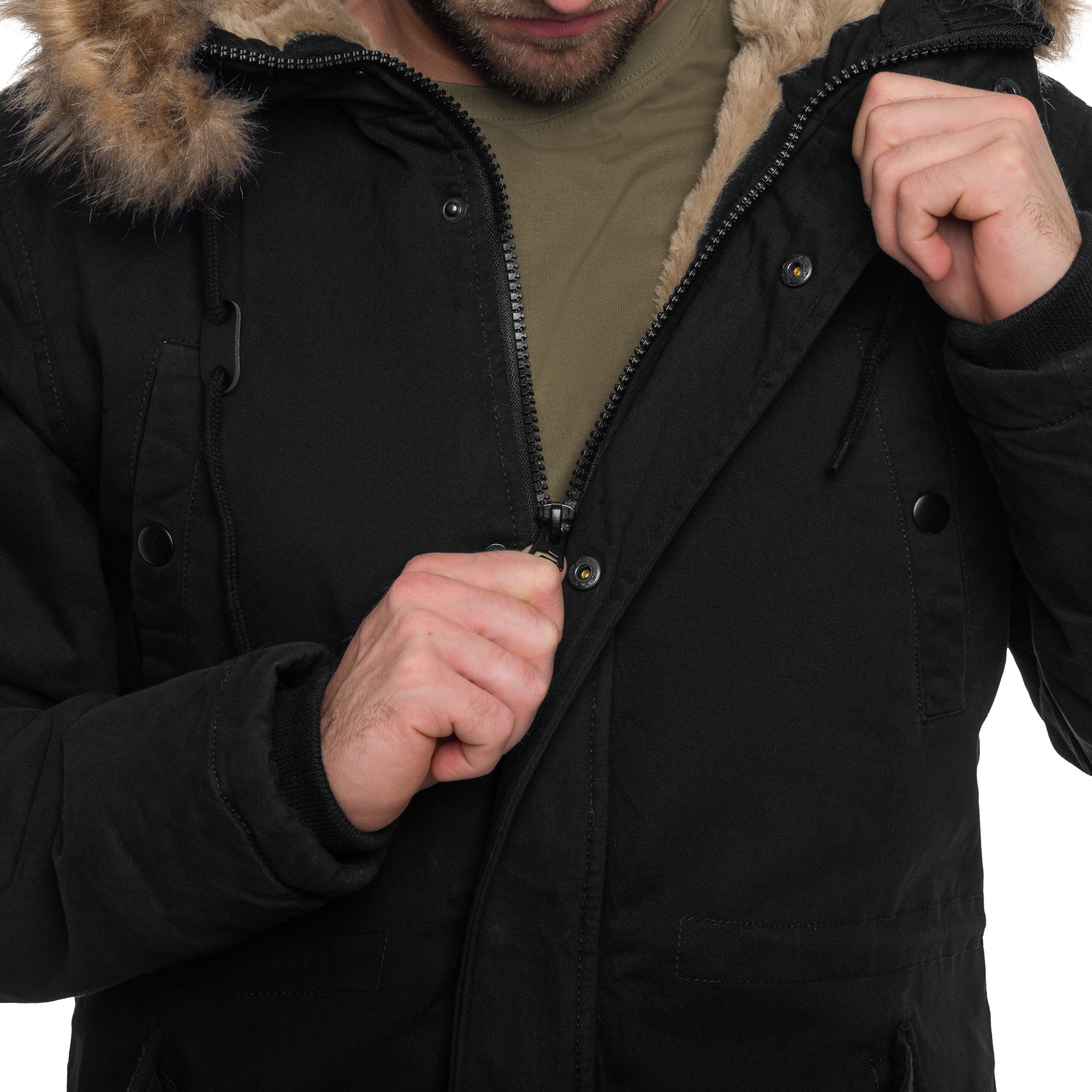 Military Wear Fish Tail Parka Takki - Black