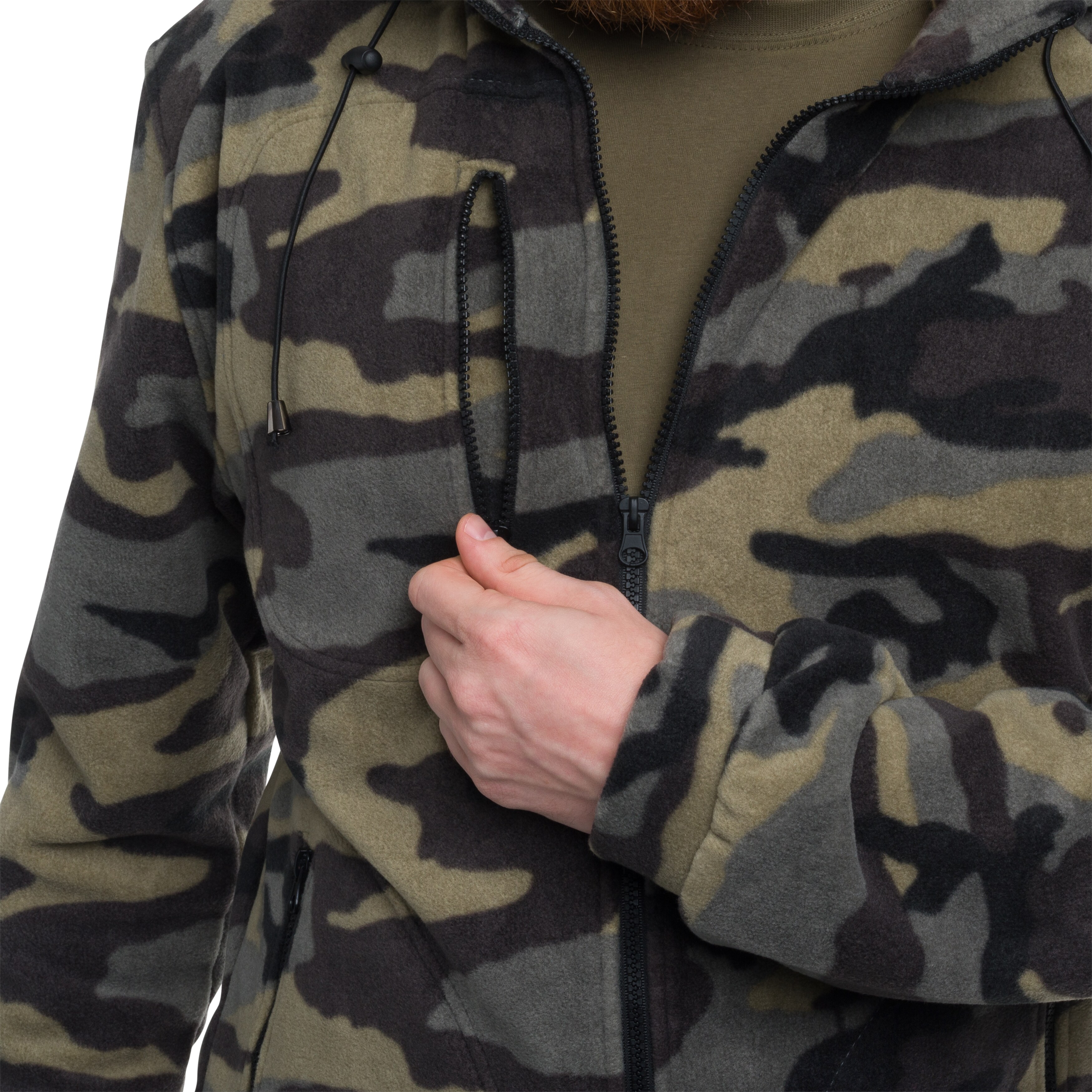 Fleece-takki hupulla - Camouflage
