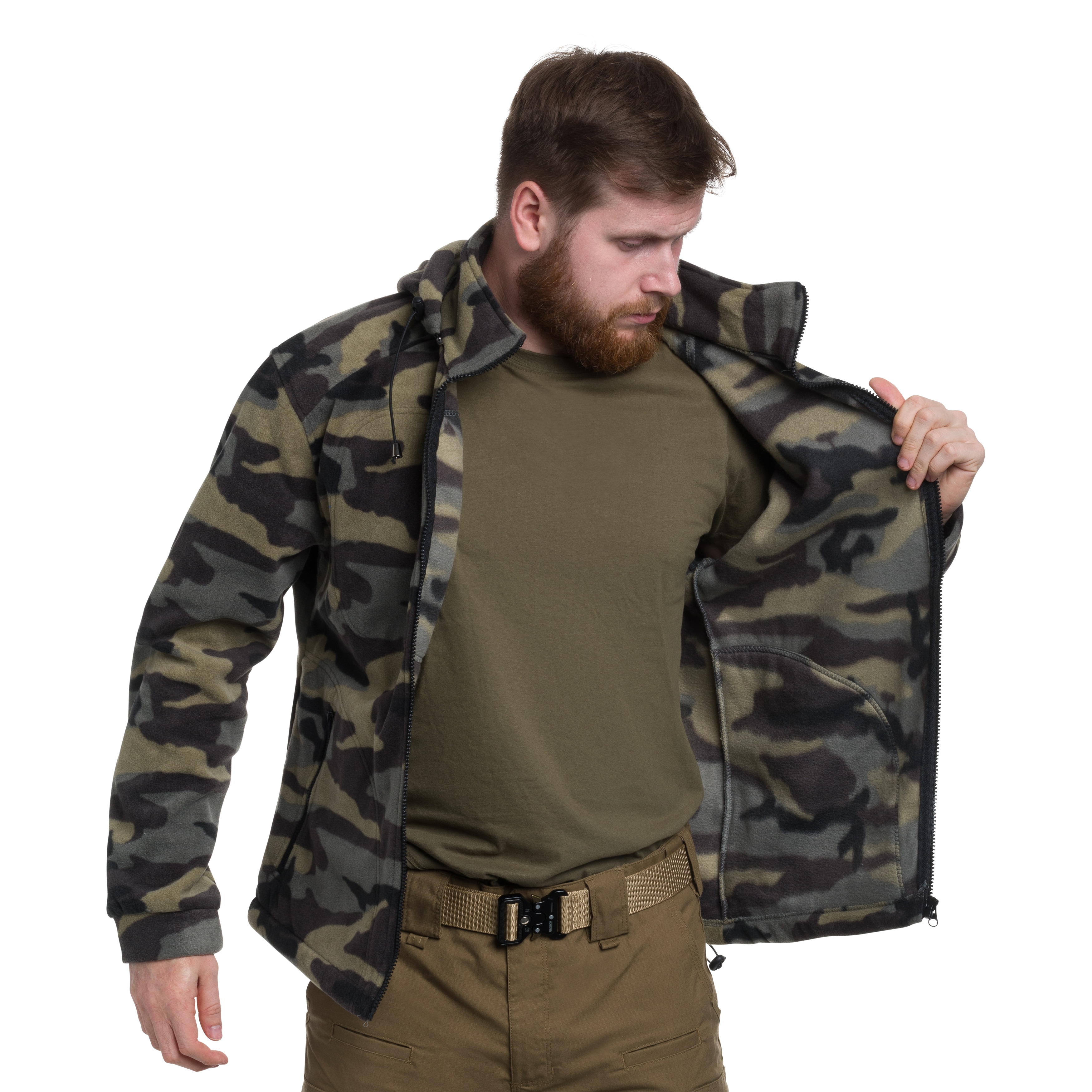 Fleece-takki hupulla - Camouflage