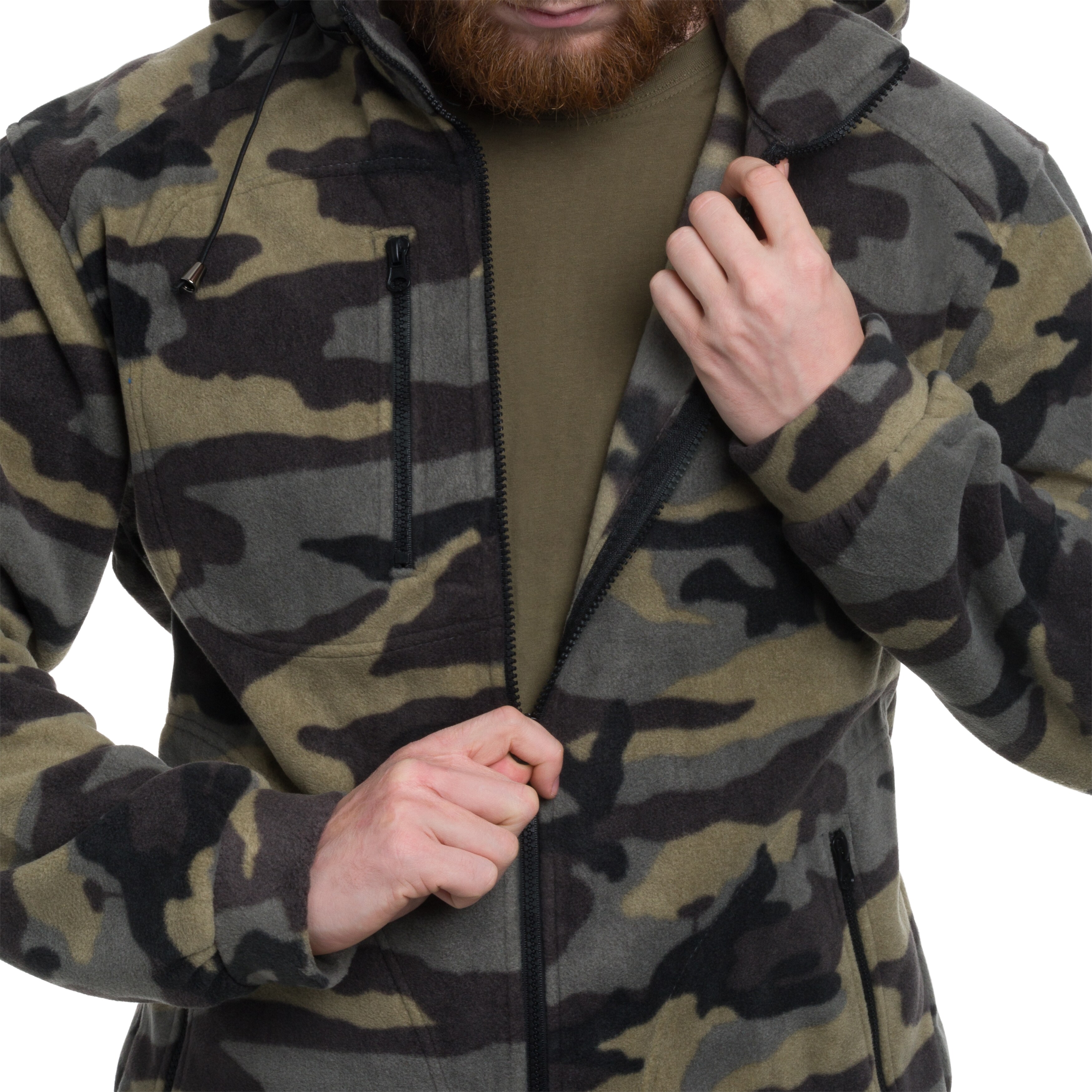 Fleece-takki hupulla - Camouflage