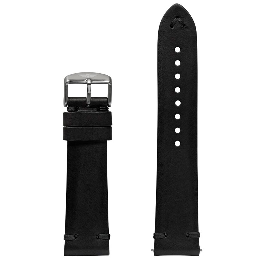 Iron Annie Nahkaranneke kelloihin - Musta 22 mm