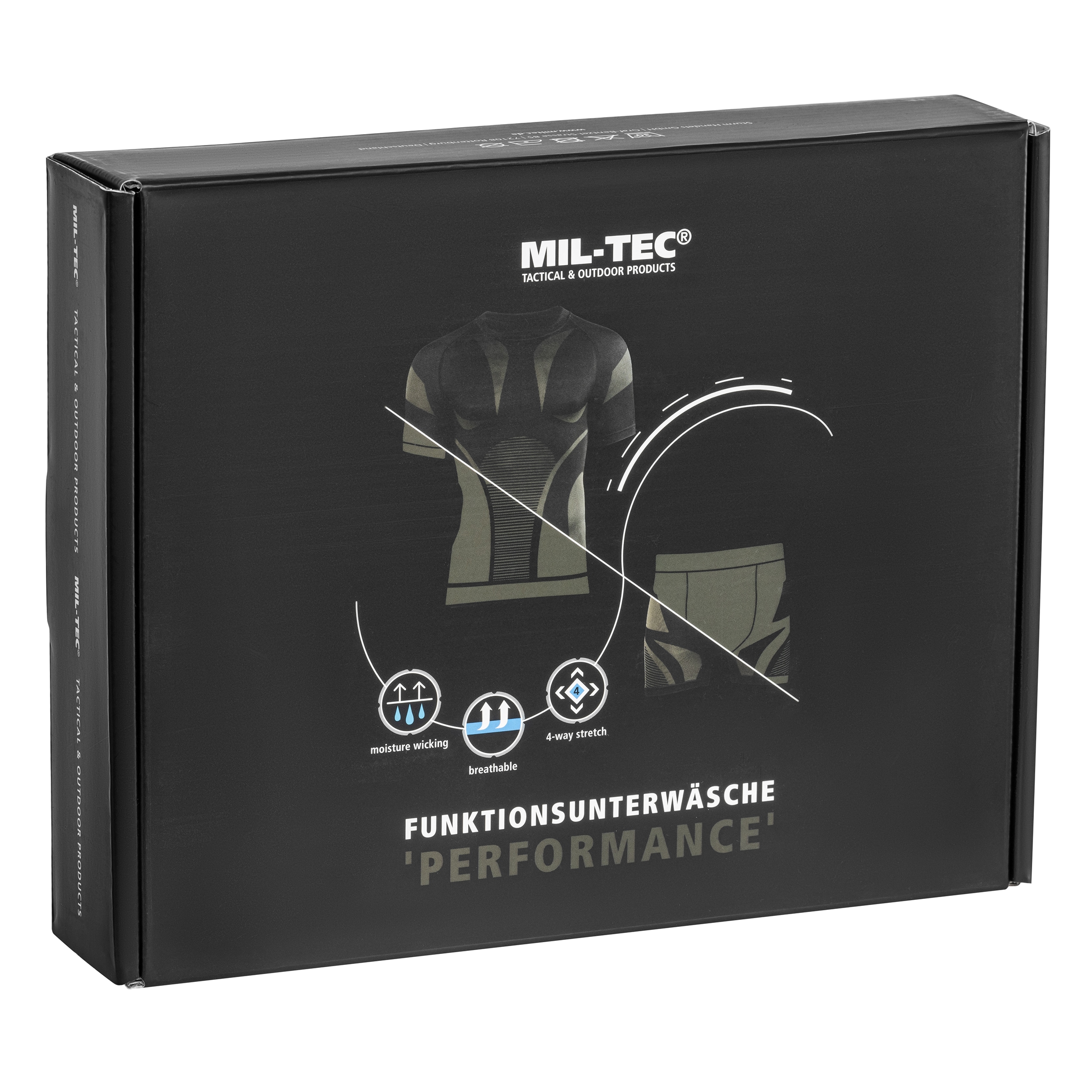 Mil-Tec 4-Way Stretch Performance Lyhyt Termoalusasu - Black
