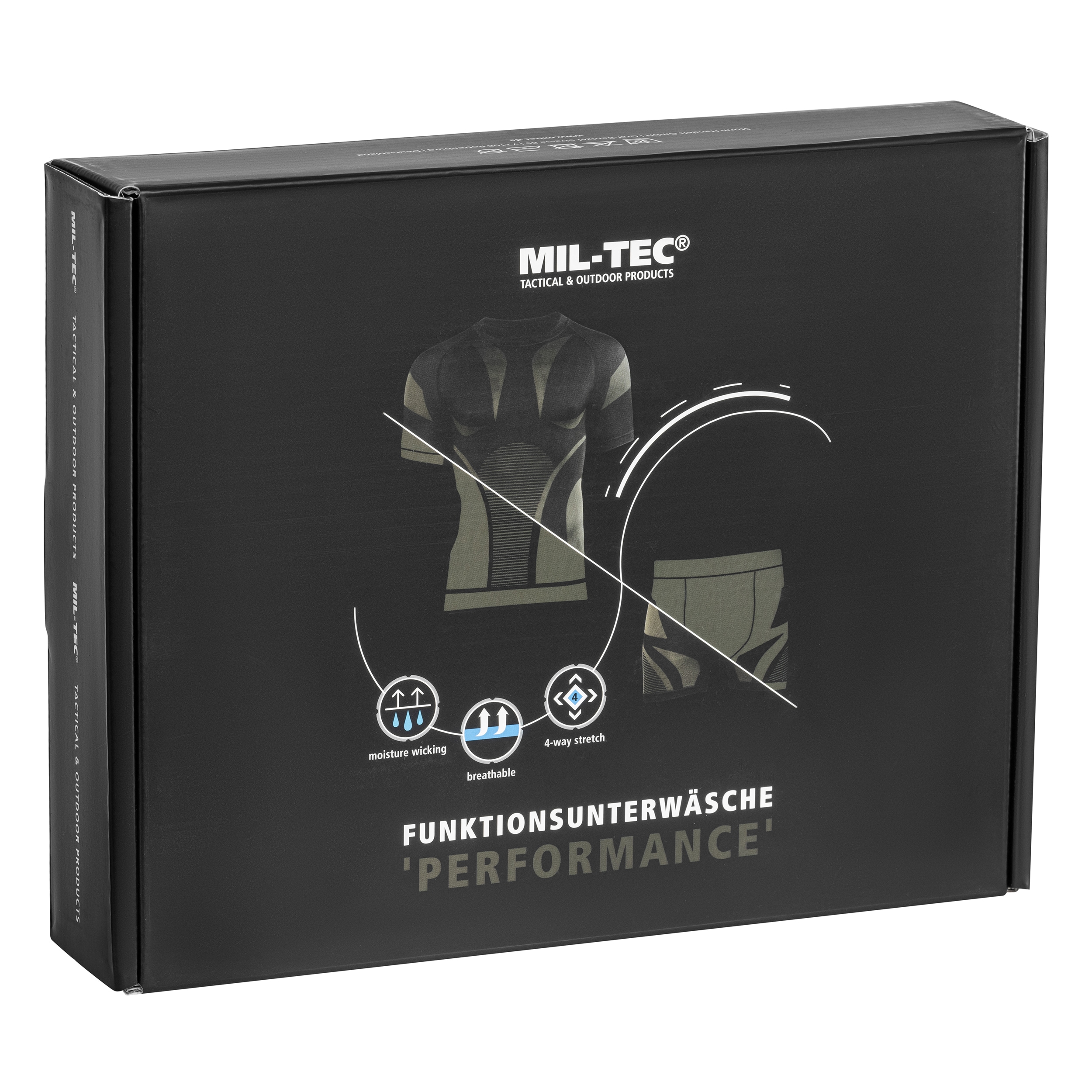 Mil-Tec 4-Way Stretch Performance lyhyt tekninen alusasu - Olive
