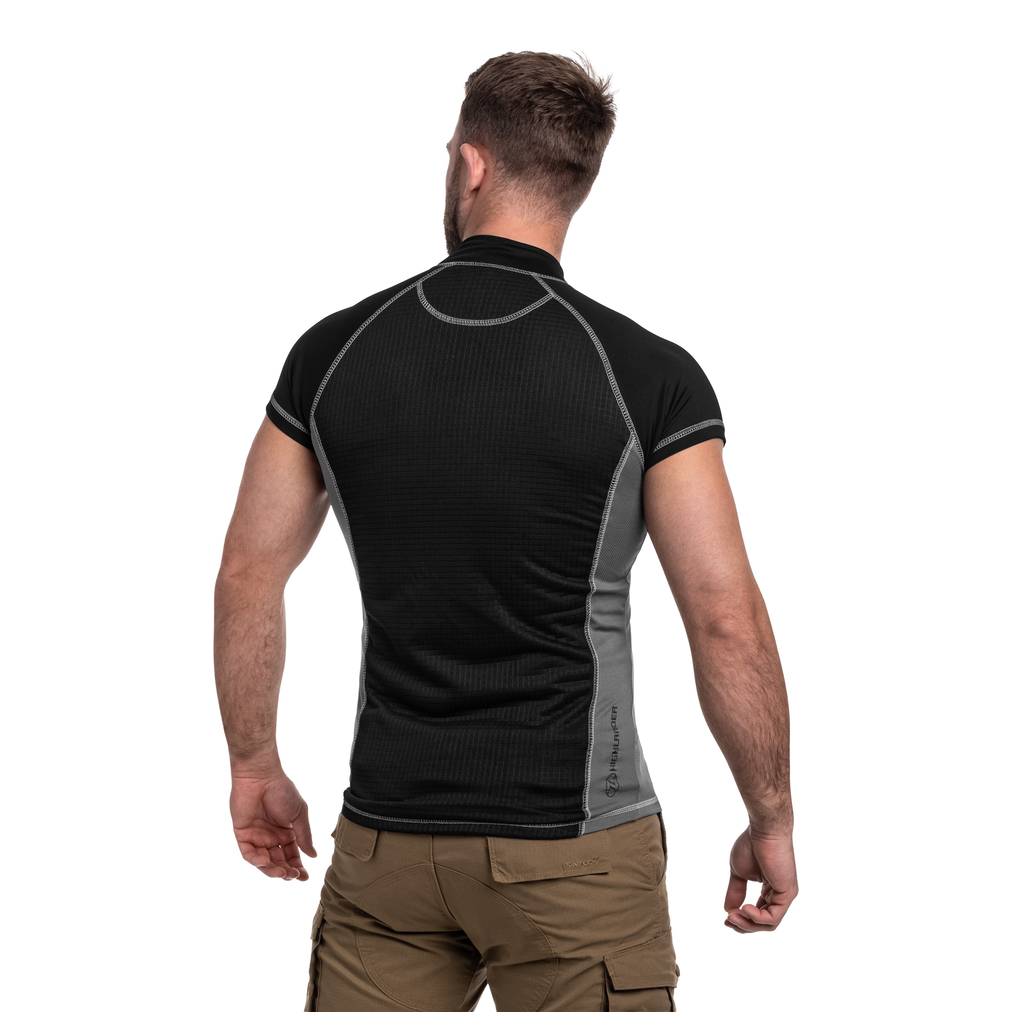 Highlander Forces Protech Zip Neck Base Layer Tekninen Aluspaita - Black/Grey