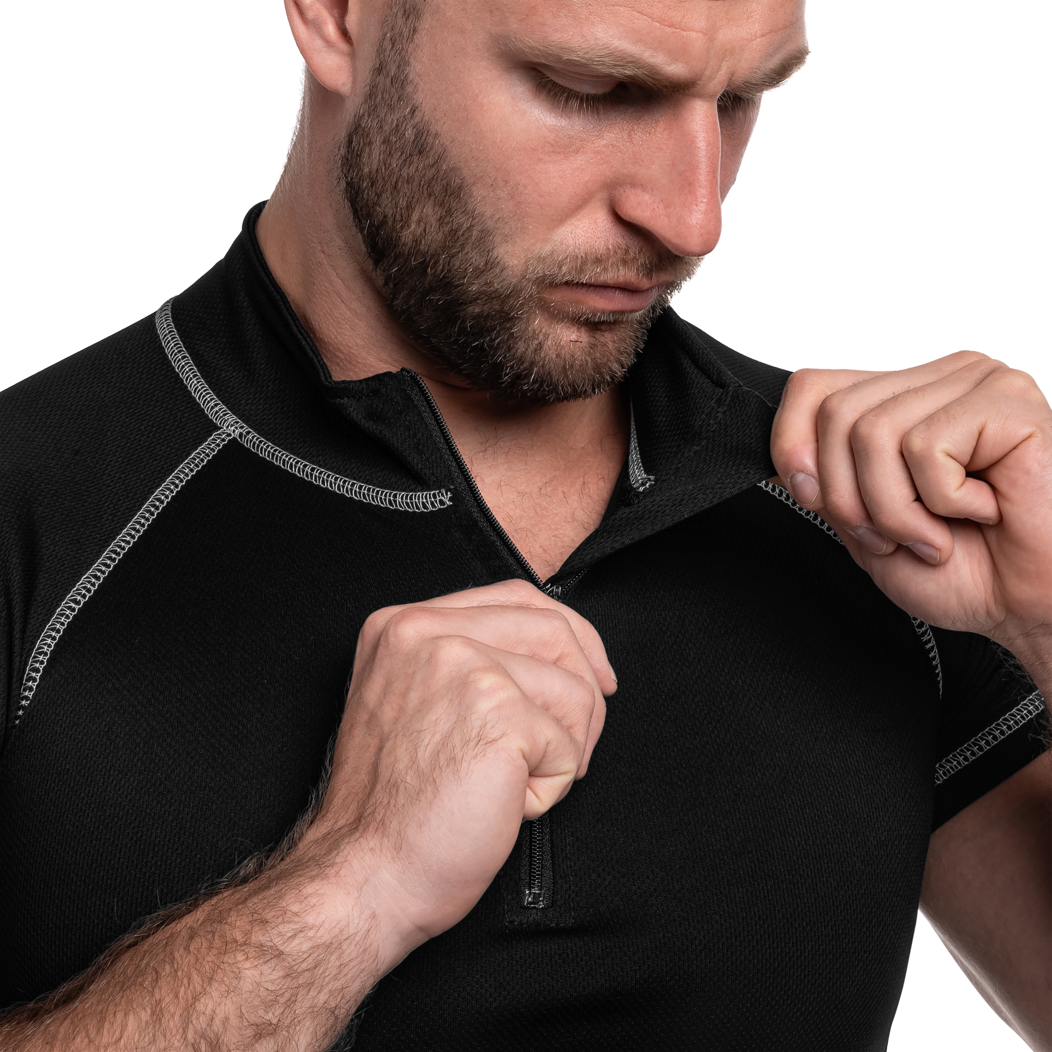 Highlander Forces Protech Zip Neck Base Layer Tekninen Aluspaita - Black/Grey