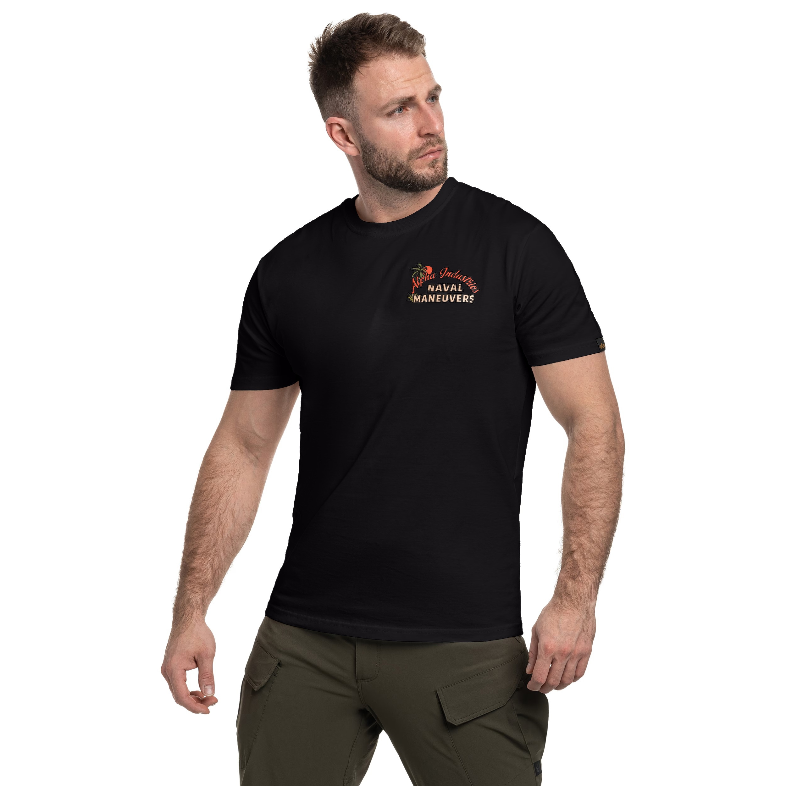 Alpha Industries Naval Maneuvers Back Print T-paita - Black
