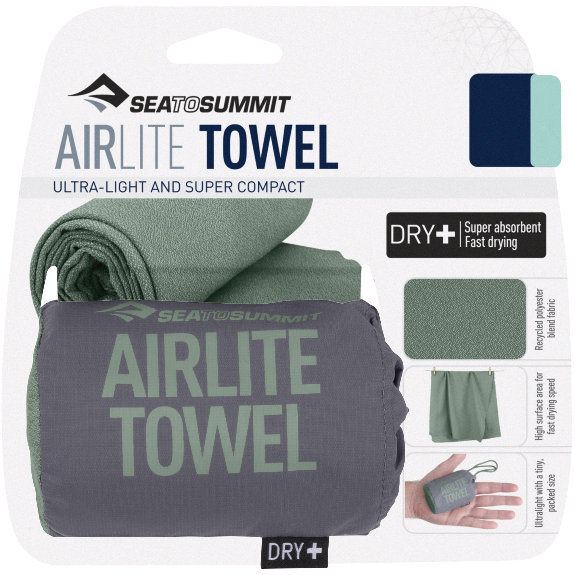 Sea To Summit Airlite Towel nopeasti kuivuva pyyhe M 50 x 100 cm - Sage Green